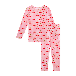 Posh Peanut Girl's Long Sleeve Pajama Set - Very Cherry