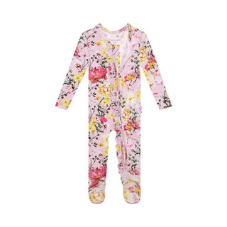 Girl's Bamboo Ruffle Footie with Zipper - Gaia (Floral) Baby & Toddler Sleepwear