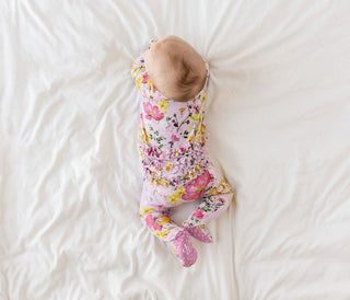 Girl's Bamboo Ruffle Footie with Zipper - Gaia (Floral) Baby & Toddler Sleepwear