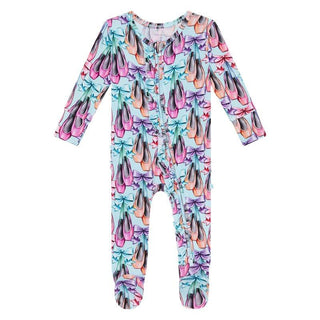Girl's Bamboo Ruffle Footie with Zipper - Irina (Ballet Shoes) Baby & Toddler Sleepwear