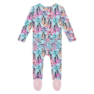 Girl's Bamboo Ruffle Footie with Zipper - Irina (Ballet Shoes) Baby & Toddler Sleepwear