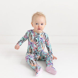 Girl's Bamboo Ruffle Footie with Zipper - Irina (Ballet Shoes) Posh Peanut Size: Preemie