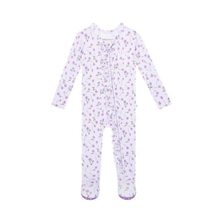 Girl's Bamboo Ruffle Footie with Zipper - Jeanette (Floral) Baby & Toddler Sleepwear