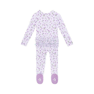 Girl's Bamboo Ruffle Footie with Zipper - Jeanette (Floral) Baby & Toddler Sleepwear
