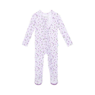 Girl's Bamboo Ruffle Footie with Zipper - Jeanette (Floral) Baby & Toddler Sleepwear