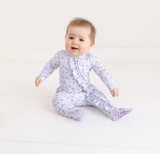 Girl's Bamboo Ruffle Footie with Zipper - Jeanette (Floral) Baby & Toddler Sleepwear