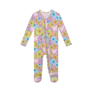 Girl's Bamboo Ruffle Footie with Zipper - Kourtney (Floral) Baby & Toddler Sleepwear