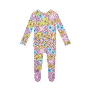 Girl's Bamboo Ruffle Footie with Zipper - Kourtney (Floral) Baby & Toddler Sleepwear