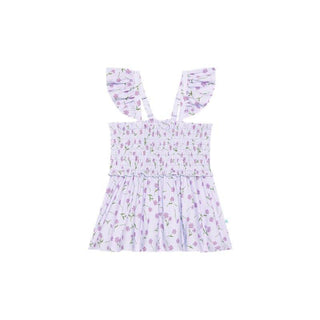 Girl's Bamboo Smocked Flutter Sleeve Babydoll Top & Bloomer Outfit Set - Jeanette (Floral) Baby & Toddler Outfits