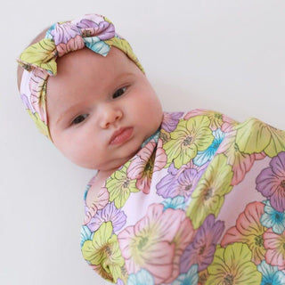 Infant Swaddle and Headwrap Set - Kourtney (Floral) Swaddling Blankets