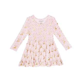 Bamboo Long Sleeve Ruffled Twirl Dress - Ryleigh (Reindeer) Posh Peanut Size: 2T
