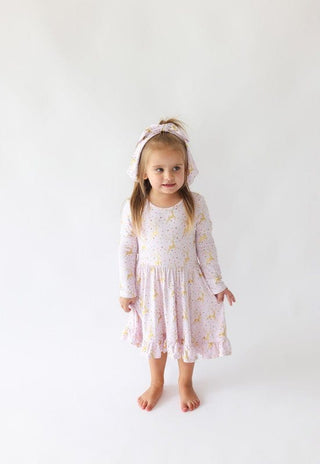 Bamboo Long Sleeve Ruffled Twirl Dress - Ryleigh (Reindeer) Posh Peanut Size: 2T