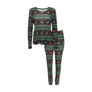 Bamboo Long Sleeve Scoop Neck Top & Jogger Pajama Set - Holiday Fair Isle (Deer) Pajamas