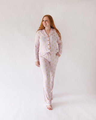 Bamboo Long Sleeve Top & Relaxed Long Pajama Pants Set - Ryleigh (Reindeer) Pajamas Posh Peanut Size: XS