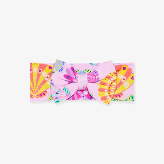 Posh Peanut Bamboo Luxe Bow Headwrap - Catalina (Seashells) | Baby Riddle