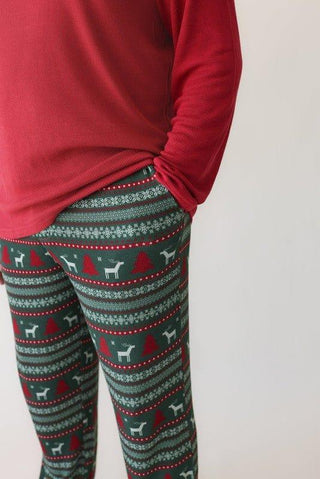 Men's Bamboo Long Sleeve Pajama Set - Holiday Fair Isle (Deer) Pajamas