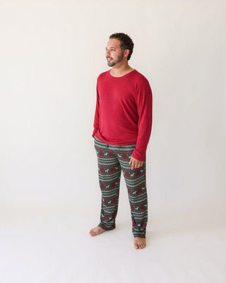 Men's Bamboo Long Sleeve Pajama Set - Holiday Fair Isle (Deer) Pajamas Posh Peanut Size: S