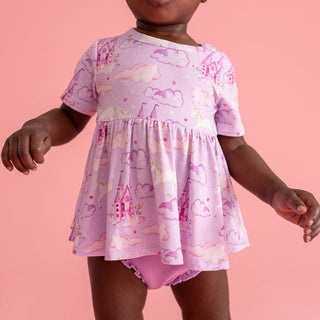 Posh Peanut Bamboo Short Sleeve Peplum Top & Bummies Outfit Set - Lilith (Unicorns) | Baby Riddle