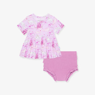 Bamboo Short Sleeve Peplum Top & Bummies Outfit Set - Lilith (Unicorns) Baby & Toddler Outfits Posh Peanut Size: 3-6 Months