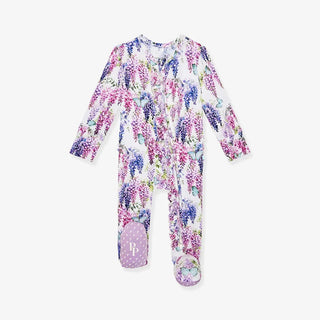 Posh Peanut Bamboo Ruffle Footie with 2-Way Zipper - Laura Jane (Floral) | Baby Riddle
