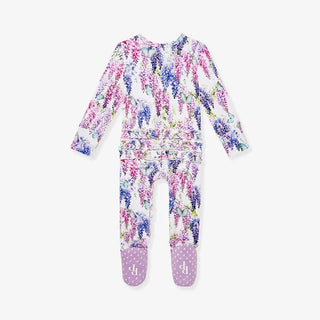 Posh Peanut Bamboo Ruffle Footie with 2-Way Zipper - Laura Jane (Floral) | Baby Riddle