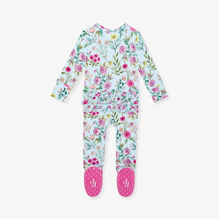 Bamboo Ruffle Footie with 2-Way Zipper - Tasha (Floral)