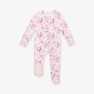 Bamboo Ruffle Footie with 2-Way Zipper - Jolene (Floral)Posh PeanutSize: Newborn