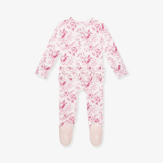 Bamboo Ruffle Footie with 2-Way Zipper - Jolene (Floral)Posh PeanutSize: Newborn
