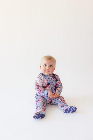 Bamboo Ruffle Footie with Zipper - Annie (Floral) Baby & Toddler Sleepwear