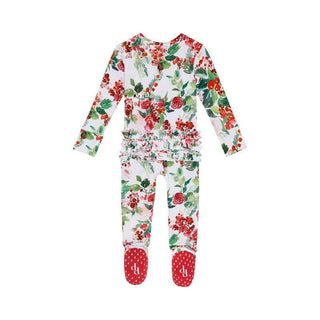 Bamboo Ruffle Footie with Zipper - Beatrix (Floral) Baby & Toddler Sleepwear Posh Peanut Size: Newborn
