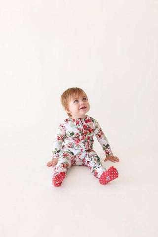 Bamboo Ruffle Footie with Zipper - Beatrix (Floral) Baby & Toddler Sleepwear Posh Peanut Size: Newborn