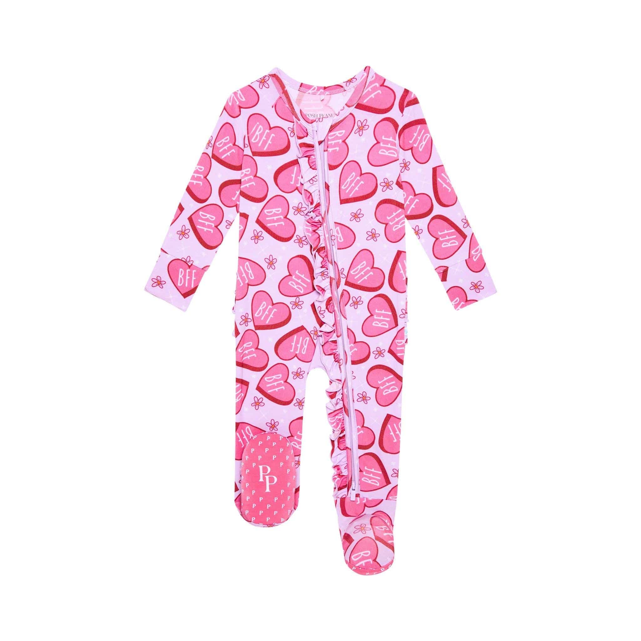 Posh Peanut Bamboo Ruffle Footie with Zipper Besties Baby Riddle
