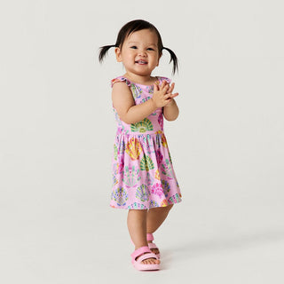 Posh Peanut Bamboo Ruffled Picot Bodysuit Dress - Catalina (Seashells) | Baby Riddle
