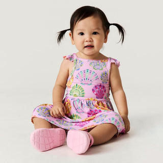 Posh Peanut Bamboo Ruffled Picot Bodysuit Dress - Catalina (Seashells) | Baby Riddle