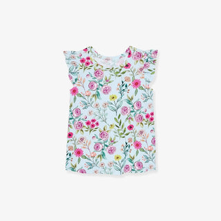Posh Peanut Bamboo Ruffled Tee and Bell Bottom Pants Outfit Set - Tasha (Floral) | Baby Riddle