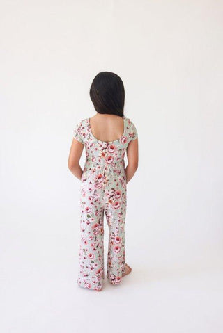 Bamboo Short Sleeve Scoop Back Wide Leg Jumpsuit - Millicent (Floral) Baby One-Pieces
