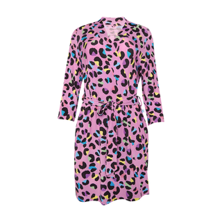 Posh Peanut Women's Maternity Robe with Pockets - Electric Leopard