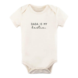 Organic Cotton Short Sleeve Bodysuit - Dada is My Bestie Short Sleeve Onesie Tenth & Pine Color: Black Size: 0-3M