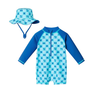 Andy & Evan Swim Romper & Hat Set - Beach Vibes | Baby Riddle