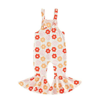 Girl's Retro Jumpsuit - Cartoon Floral Baby One-Pieces