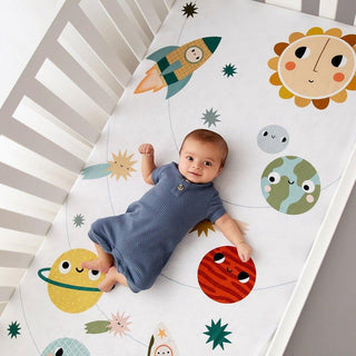 Crib Sheet and Swaddle Bundle Set - Space Explorer Crib Sheet & Swaddle Rookie Humans