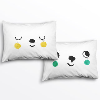 Rookie Humans Pillowcases (Pack of 2), Happy Faces - Standard Size
