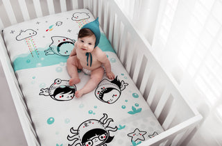 Dive In Standard Size Crib Sheet Crib sheets Rookie Humans Size: US Standard crib size