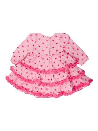 Cotton Gauze Tiered Ruffle Dress - I Heart You Baby & Toddler Dresses RuffleButts + RuggedButts Size: 2T