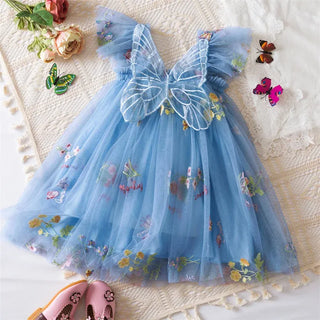 Floral Butterfly Tulle Dress RYAN AND REMI Color: Light Blue Kid Size: 9-12M