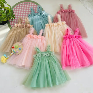 3D Flower Mesh Dress RYAN AND REMI Color: rose Kid Size: 12M