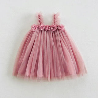 3D Flower Mesh Dress RYAN AND REMI Color: purple pink Kid Size: 12M
