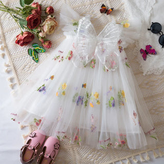 Floral Butterfly Tulle Dress RYAN AND REMI Color: White Kid Size: 9-12M
