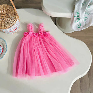 3D Flower Mesh Dress RYAN AND REMI Color: rose Kid Size: 12M