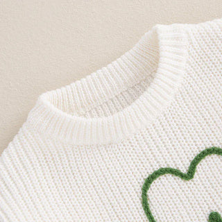 Baby Toddler Kids Boys Girls Lucky Knit Sweater Long Sleeve Round Neck Shamrock Letter Embroidery Pullover Spring St. Patrick's Day Top Baby & Toddler Outfits August + Willow Color: PURPLE Kid Size: 4-5 Years Ships From: United States